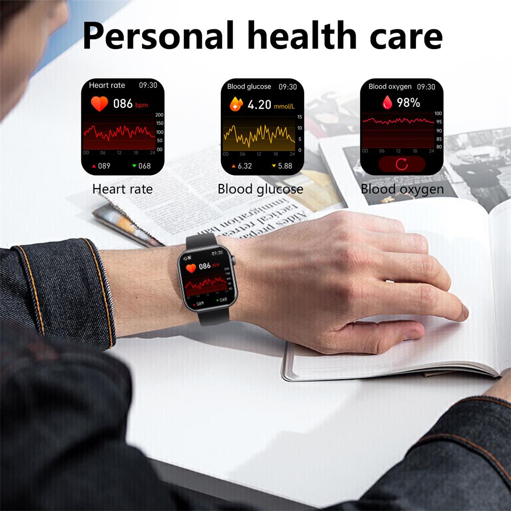 HENTIK F57 Blutzucker Blutdruck Herzfrequenz Blutsauerstoff Schlafüberwachung Wasserdichte Smartwatch
