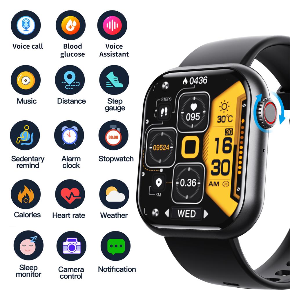 HENTIK F57 Blutzucker Blutdruck Herzfrequenz Blutsauerstoff Schlafüberwachung Wasserdichte Smartwatch