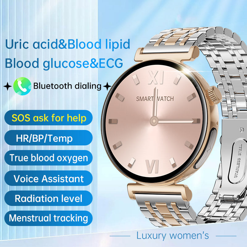 Non-Invasive Glucose Monitoring And Uric Acid Testing Smartwatch With ECG Band