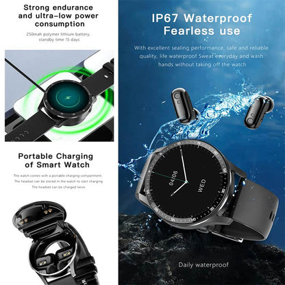 Waterproof Smart Sports Watch with Integrated Earphone - Versatile Fitness Companion for Android & IOS Users, Ideal for Active Lifestyles