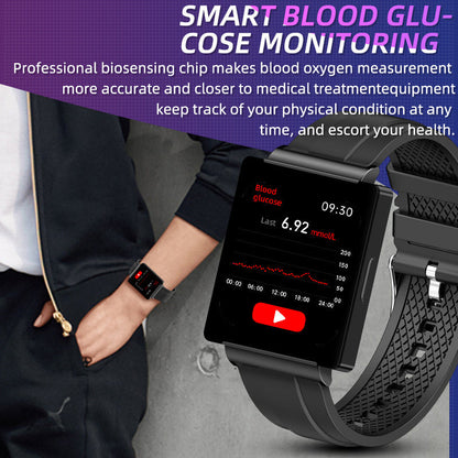 Montre connectée HENTIK BCKS01 NFC Glycémie Fréquence cardiaque Pression artérielle Montre de sport intelligente Bluetooth 