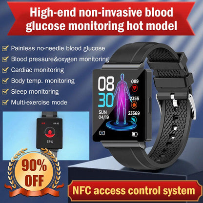 Montre connectée HENTIK BCKS01 NFC Glycémie Fréquence cardiaque Pression artérielle Montre de sport intelligente Bluetooth 