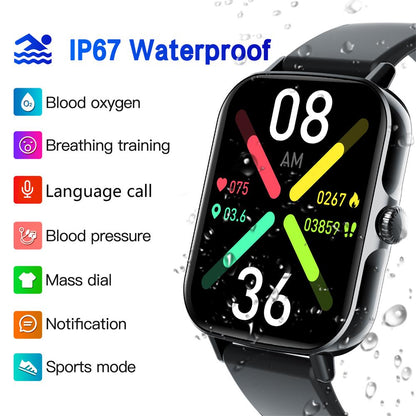 HENTIK BCF107 Blood Pressure Heart Rate Blood oxygen Blood Sugar Sleep Monitoring Bluetooth Call Waterproof Smartwatch