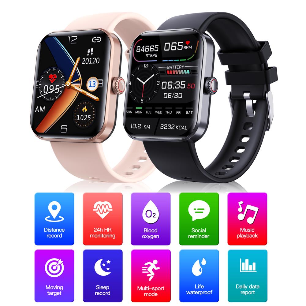 HENTIK BCF57L Blood Sugar Blood Pressure Heart Rate Blood oxygen Monitoring  Health Waterproof Smartwatch