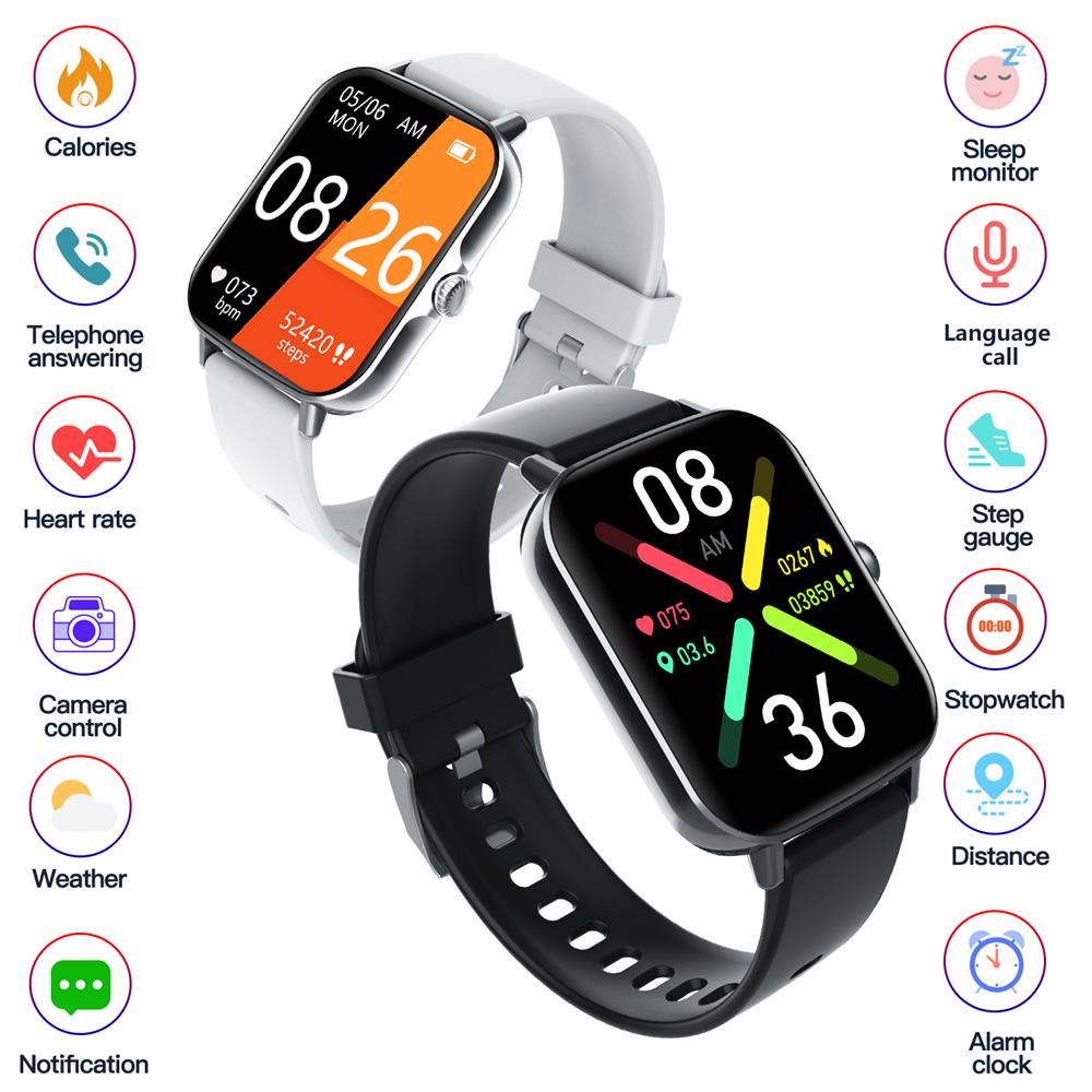 HENTIK BCF107 Blood Pressure Heart Rate Blood oxygen Blood Sugar Sleep Monitoring Bluetooth Call Waterproof Smartwatch