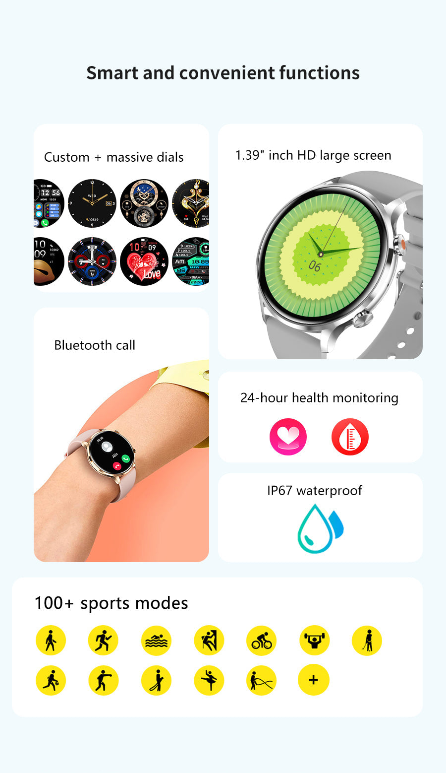 1.39-Inch Smartwatch with HD Screen | Bluetooth Calling | Health Tracking | Sports Modes